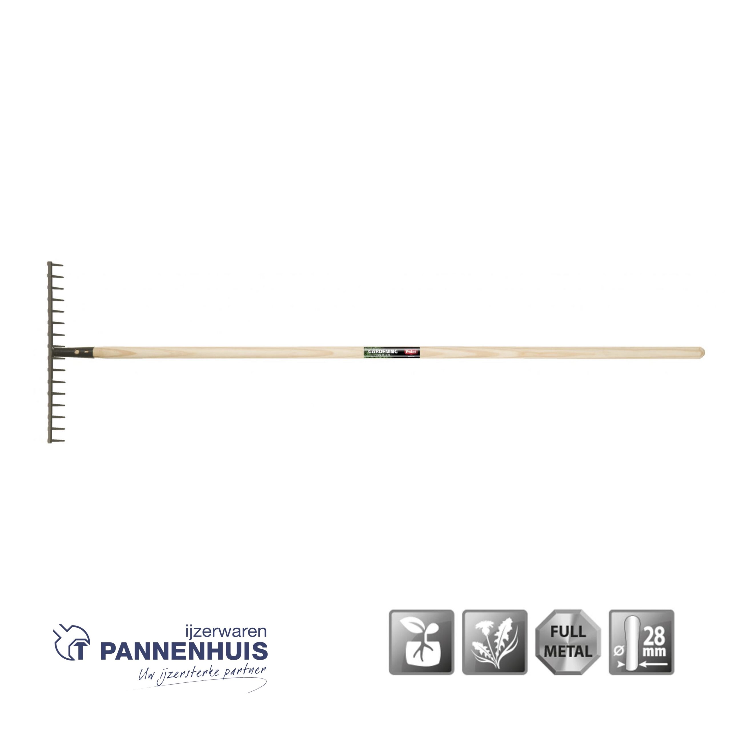 Polet Tuinhark met essen steel 16T 14,5x37 cm 1,5 m