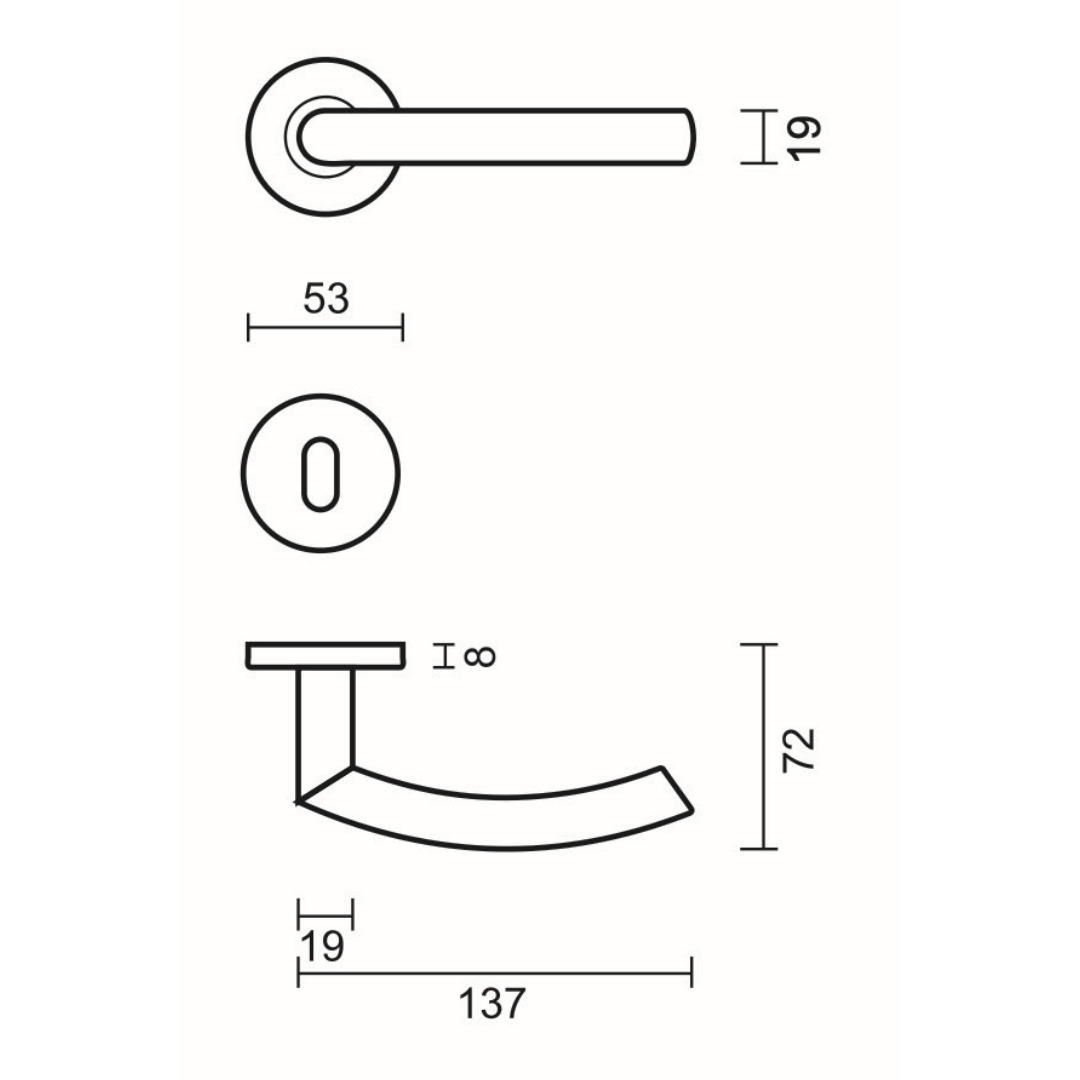 Deurkruk Pro ECO C Shape 19MM INOX 0% Nikkel R+E - Afbeelding 2