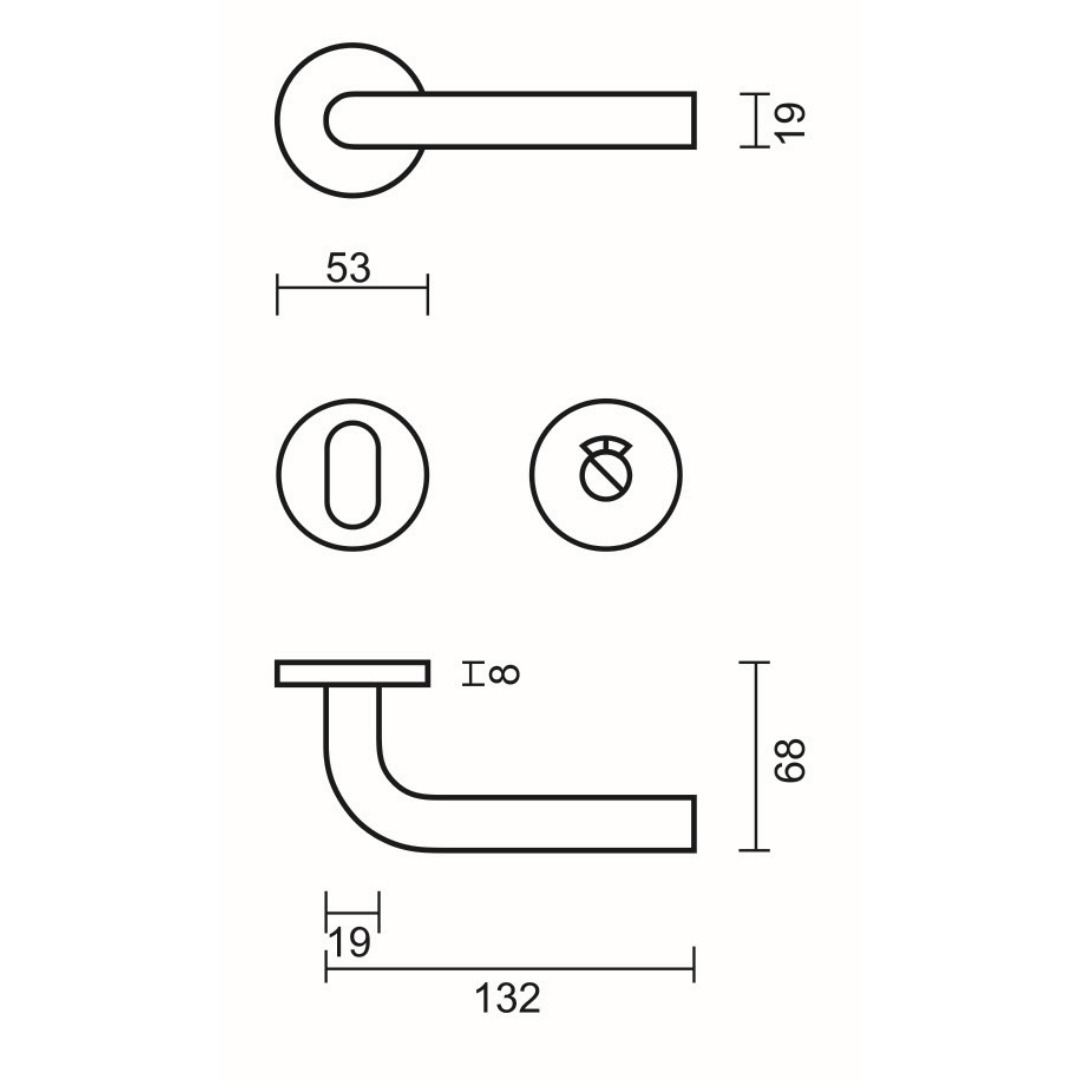 Deurkruk Pro ECO L SHAPE 19MM INOX 0% NIKKEL R+WC - Afbeelding 2