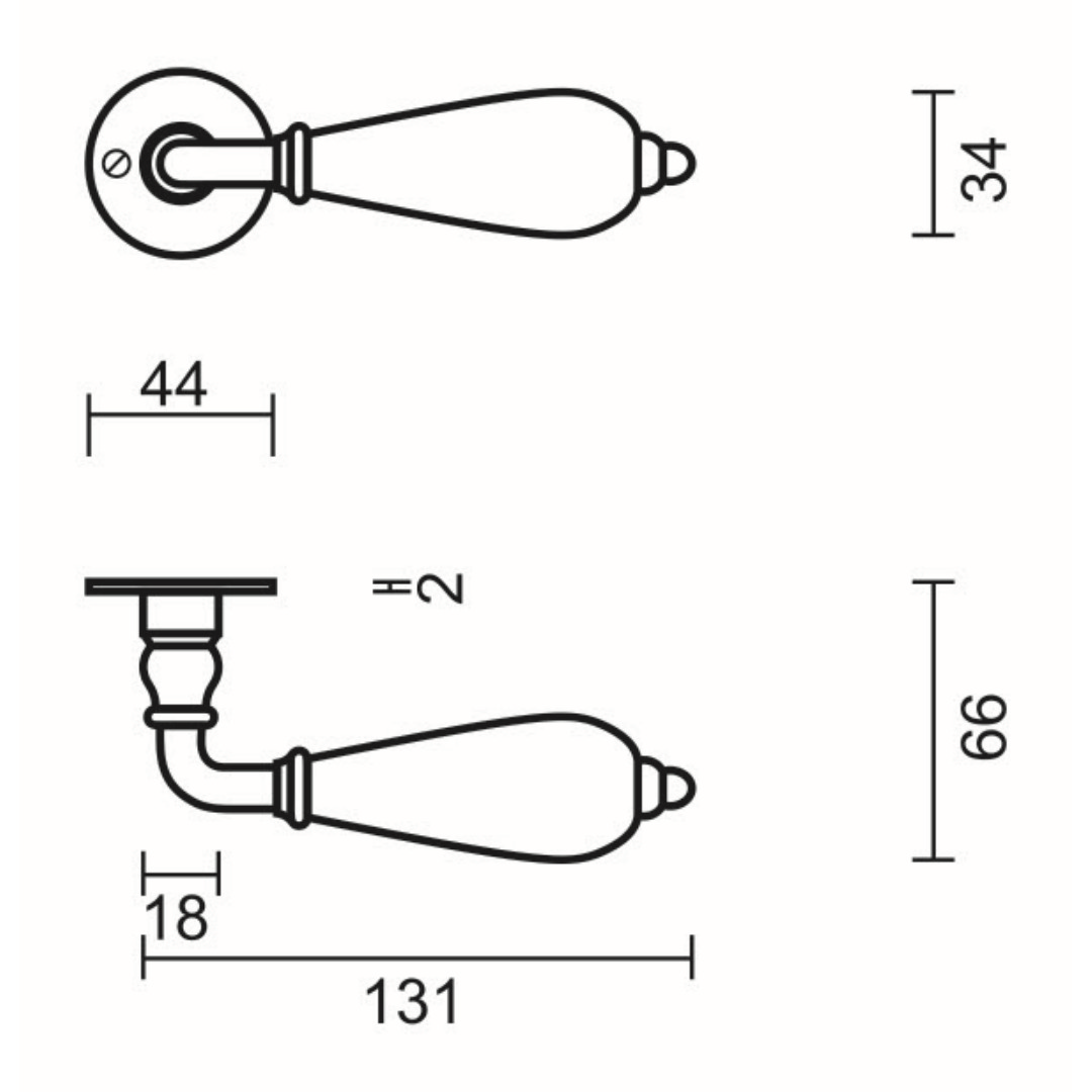 Deurkruk Pro ECRU ROEST ROND R+NO KEY - Afbeelding 2