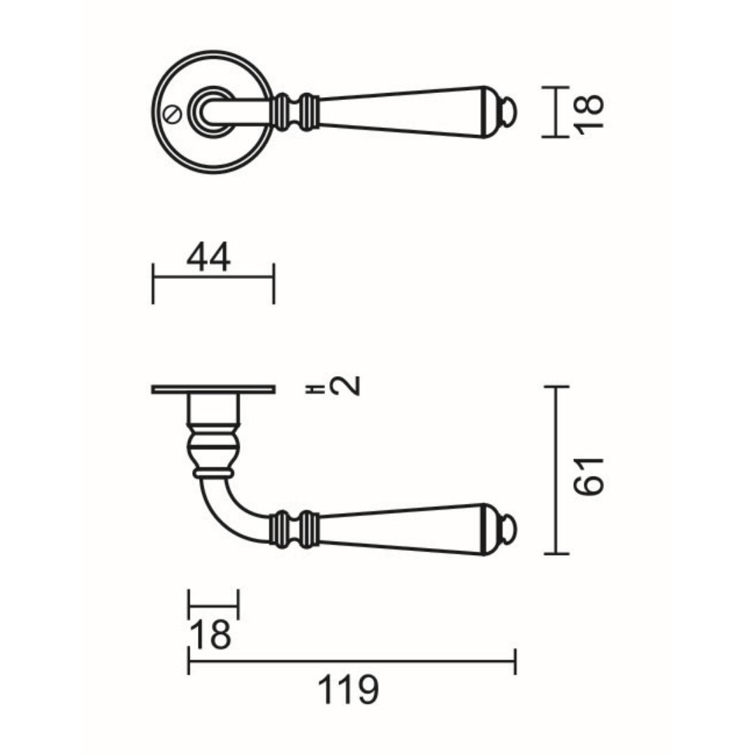 Deurkruk Pro ELEGEANCE ROEST ROND R+NO KEY - Afbeelding 2