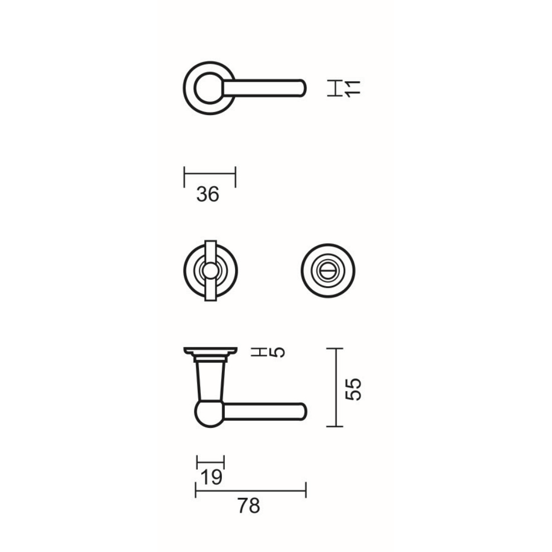 Deurkruk Pro PETRA OM L+L INOX LOOK R+WC - Afbeelding 2