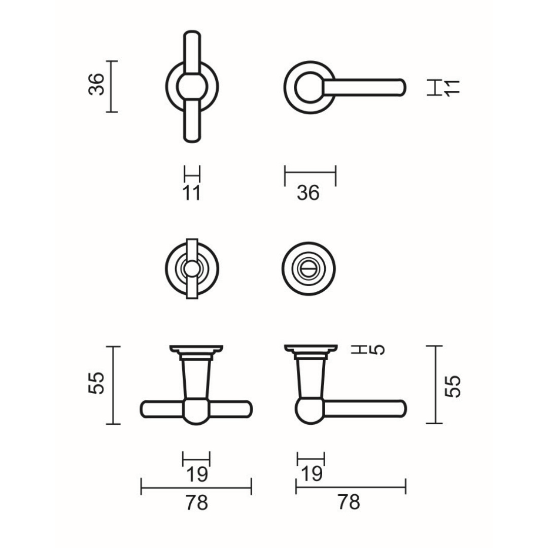 Deurkruk Pro PETRA OM T+L INOX LOOK R+WC - Afbeelding 2