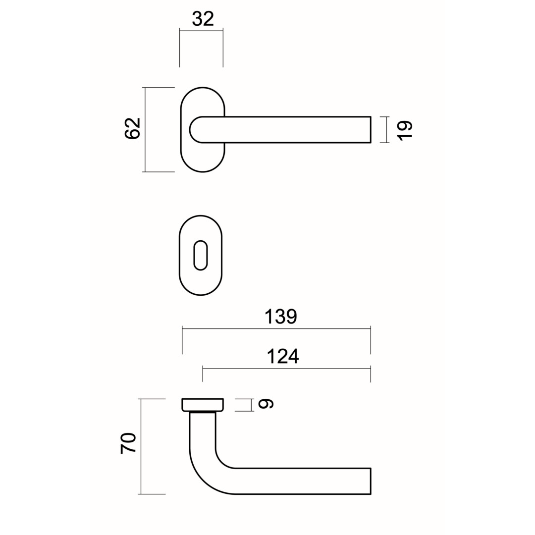 Deurkruk Pro PROFIEL L SHAPE 19MM INOX PLUS R+E - Afbeelding 2