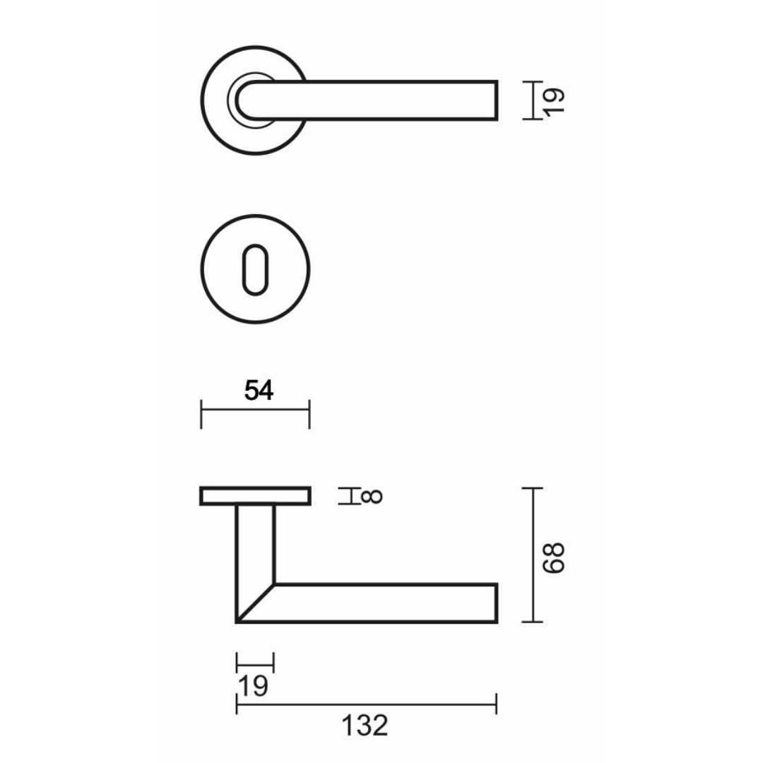 Deurkruk Pro ZERO I SHAPE 19MM INOX R+E - Afbeelding 2