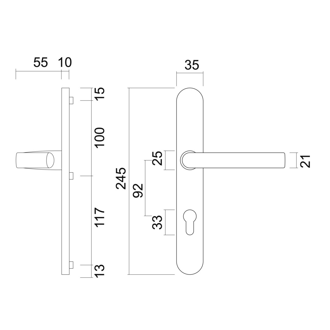 Veiligheidsgarnituur Ovaal KRUK+KRUK INOX PLUS 92MM - Afbeelding 2