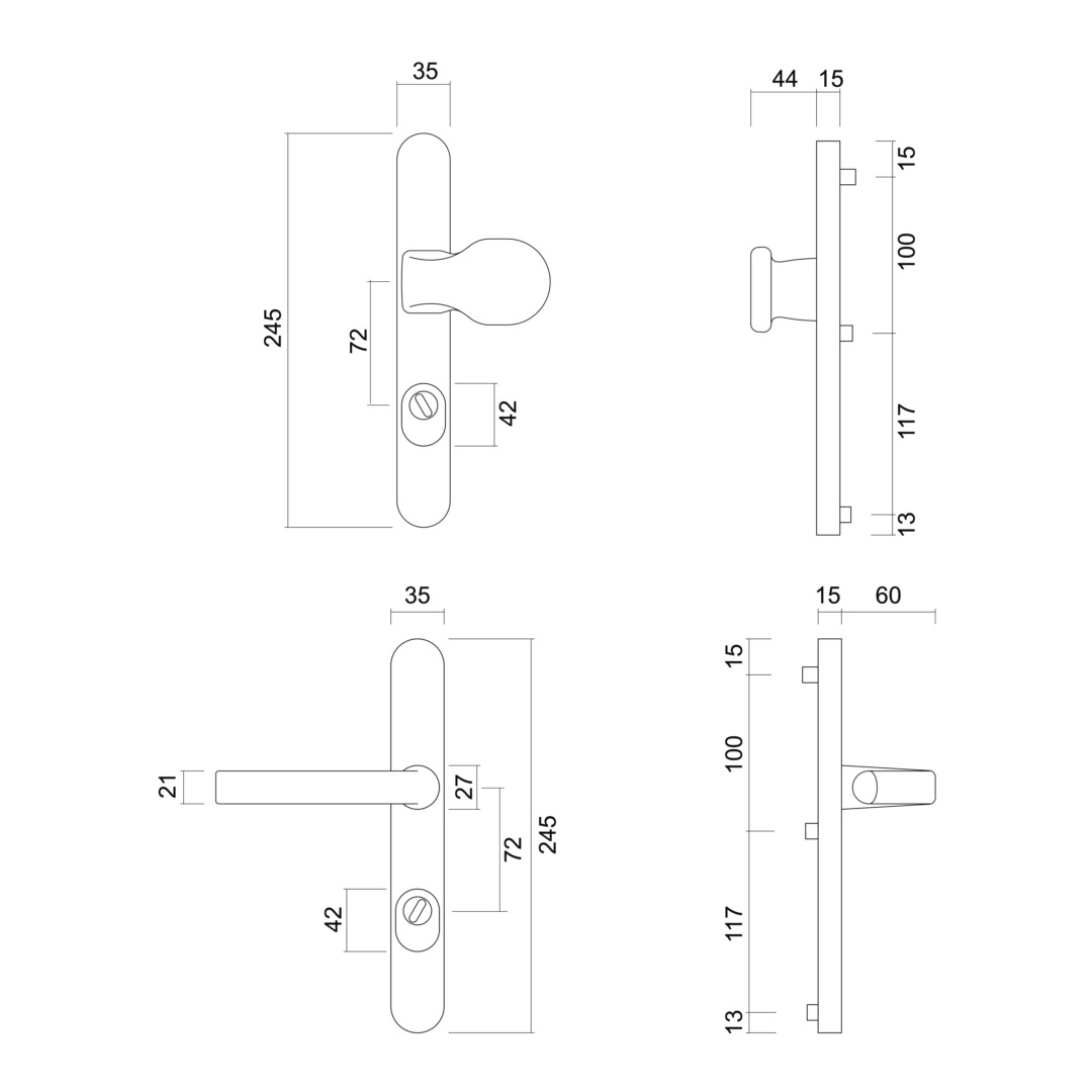 Veiligheidsgarnituur Ovaal KRUK+TOP SAFE ALU 72MM SKG** - Afbeelding 2
