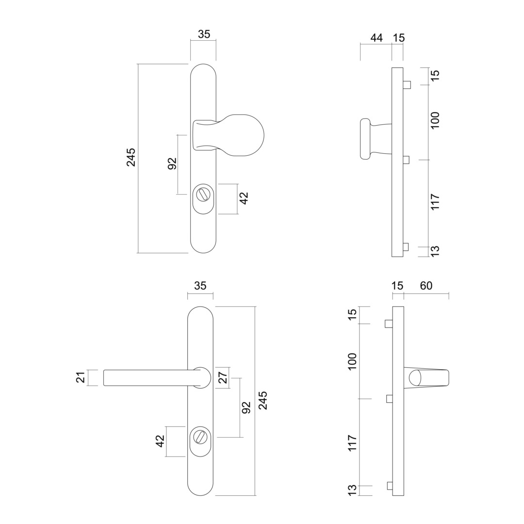 Veiligheidsgarnituur Ovaal KRUK+TOP SAFE ALU 92MM SKG** - Afbeelding 2