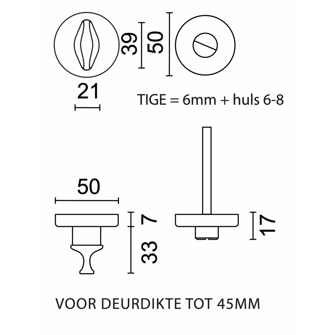 WC garnituur rond Klikrozas 50MM INOX LOOK - Afbeelding 2
