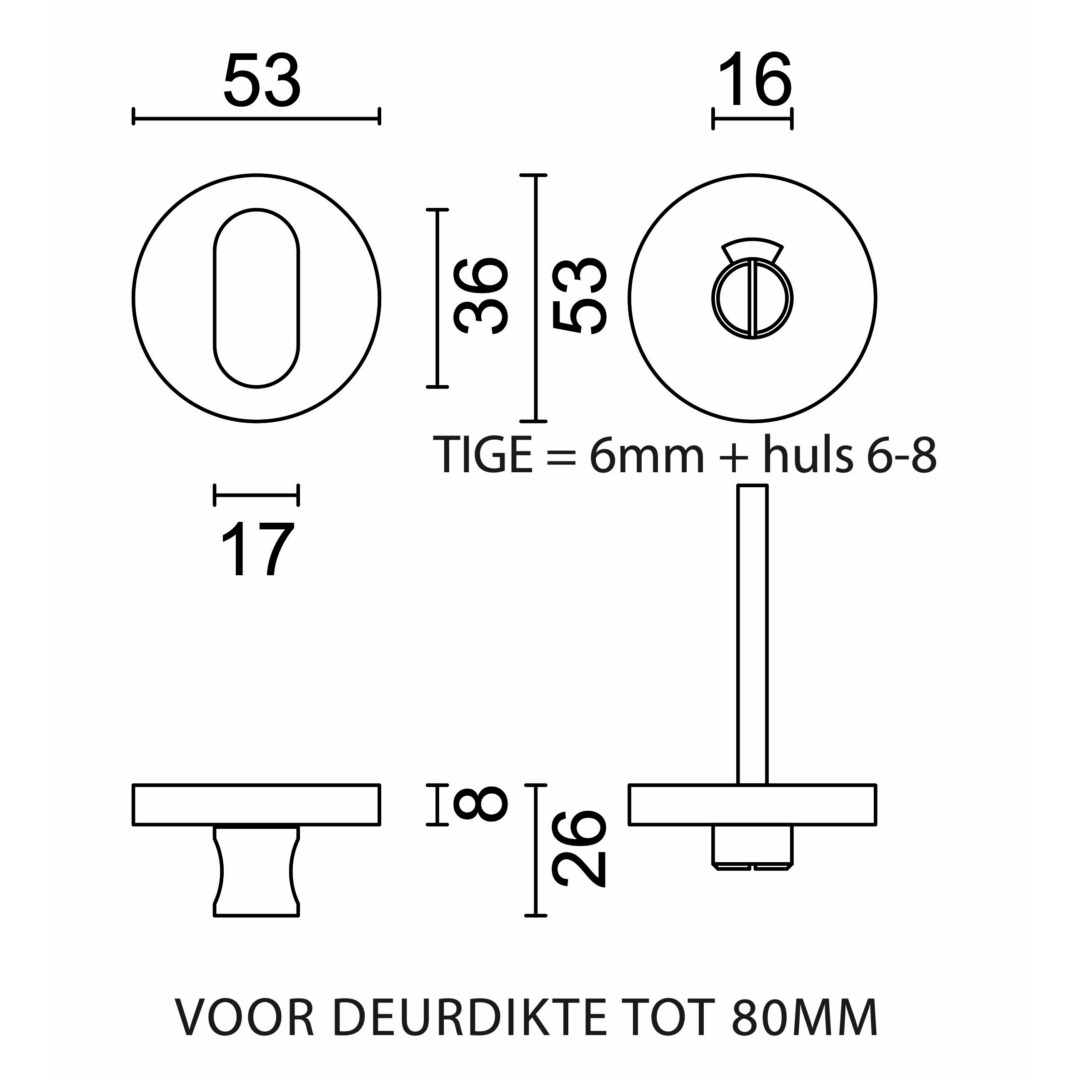 WC garnituur rond SHAPE ZERO INOX TIGE 120MM - Afbeelding 2