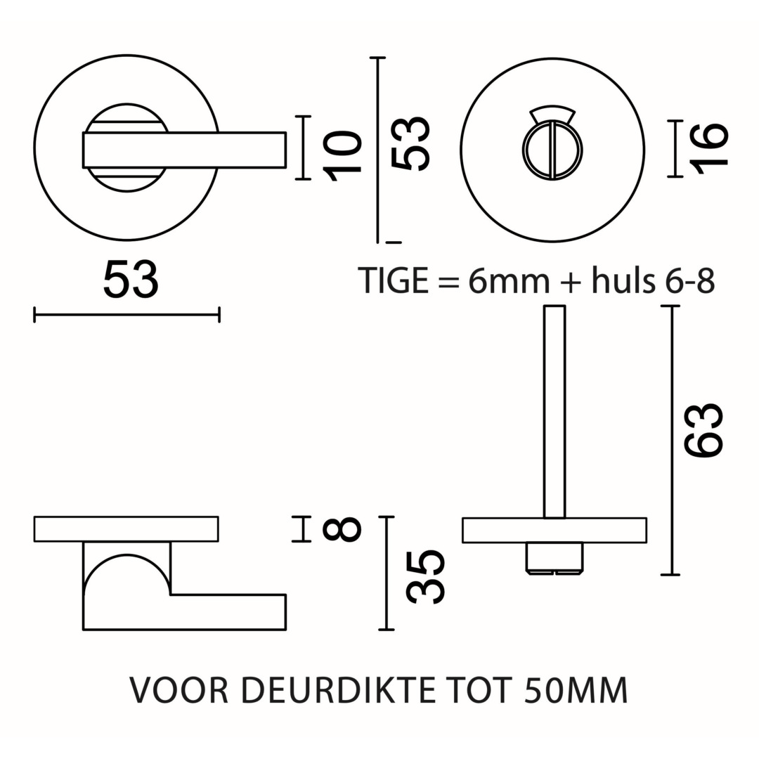 WC garnituur rond SHAPE ZERO INOX MET STEELTJE - Afbeelding 2