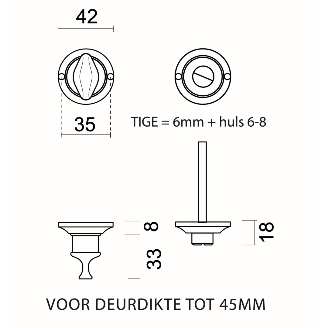 WC garnituur rond retro 43MM CLASSIC INOX LOOK - Afbeelding 2