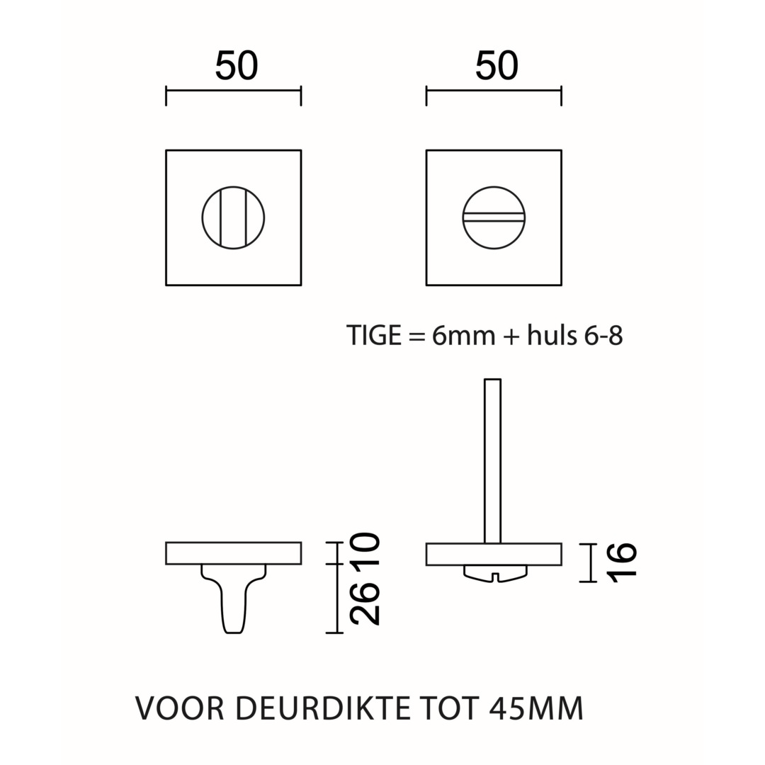 WC garnituur SQUARE 50MM MANI CROMSAT - Afbeelding 2