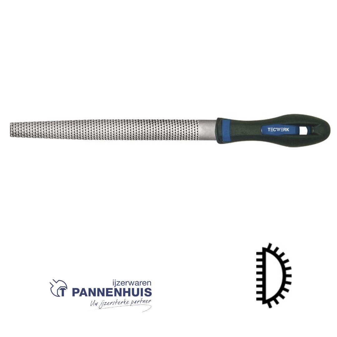 Tecwerk Houtrasp DIN 7263 C lengte 250 mm 25 x 7 mm halfrond met steel