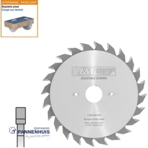 CMT Twee-delige HW voorritszaag HW 100x20x2,8-3,6 Z20 MDF, HDF