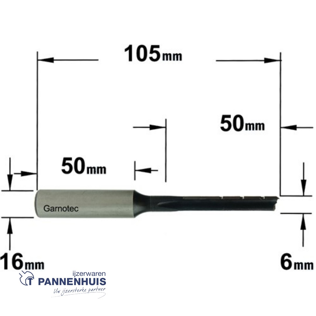 CMT Langgatboor, links D=6mm I=50mm LT=105mm S=16x50mm Z2 LH (linksdraaiend) HL - Afbeelding 2