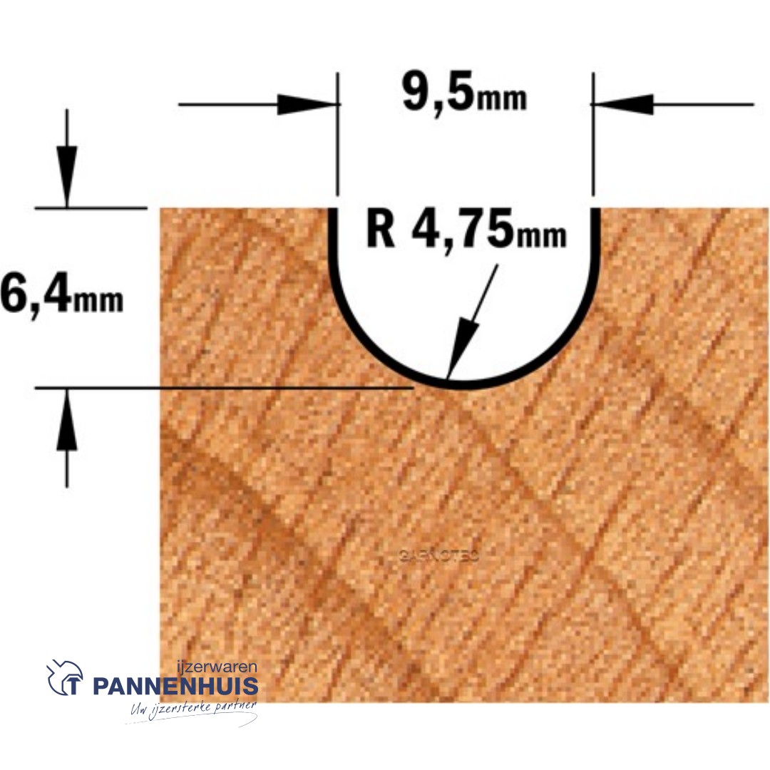 CMT Bolle radiusfrees HW D=9,5 x 6.4mm R=4,75 L=50,8 S=8 Z2 - Afbeelding 3