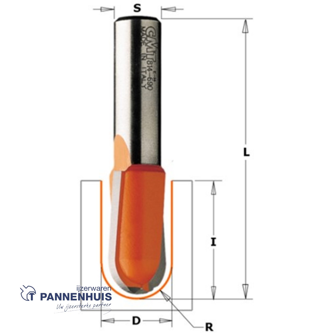 CMT Bolle radiusfrees HWM D=6 x 12.7mm R=3 L=50,8 S=8 Z2