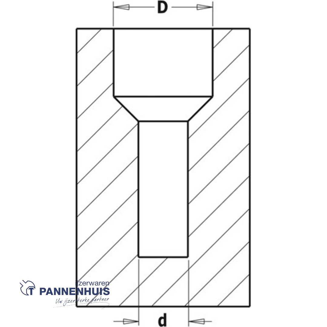 CMT Verzinker rechts D=16mm d=3 LT=55mm S=10x30mm Z2 RH (rechtsdraaiend) HW - Afbeelding 2