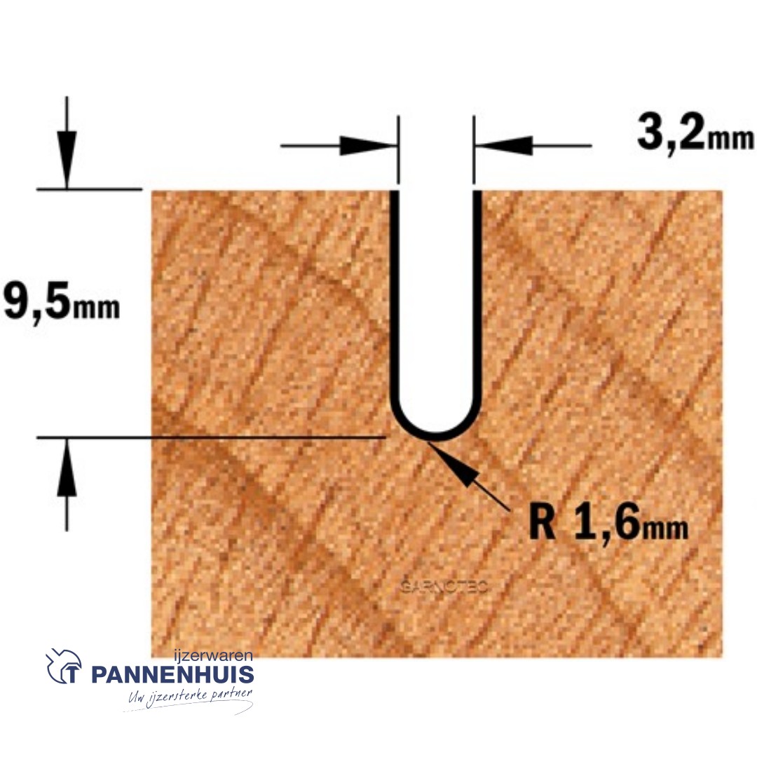 CMT Bolle radiusfrees HWM D=3,2 x 9.5mm R=1,6 L=50,8 S=8 Z2 - Afbeelding 3