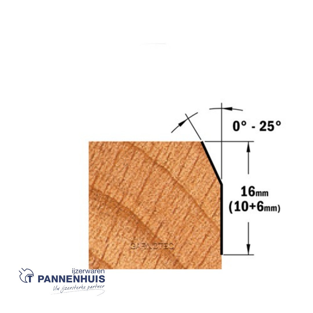 CMT Uitloopfrees met kogellager, HW D=19 - 24,5 x 16mm 25° L=56,5 S=8 Z2 - Afbeelding 3