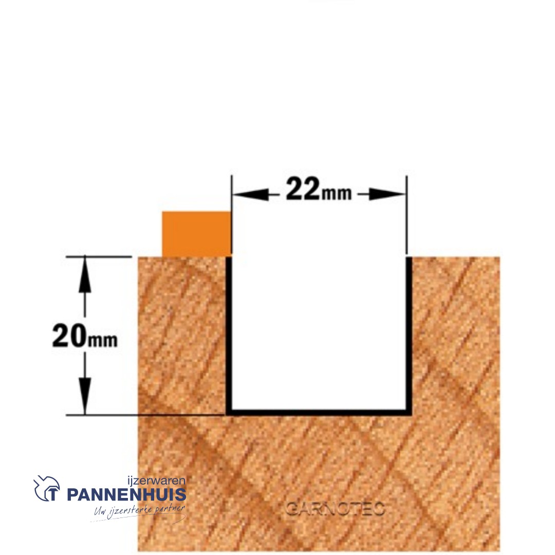CMT Groeffrees met kogellager, HW D=22 x 20mm L=57 S=8 Z2 - Afbeelding 3