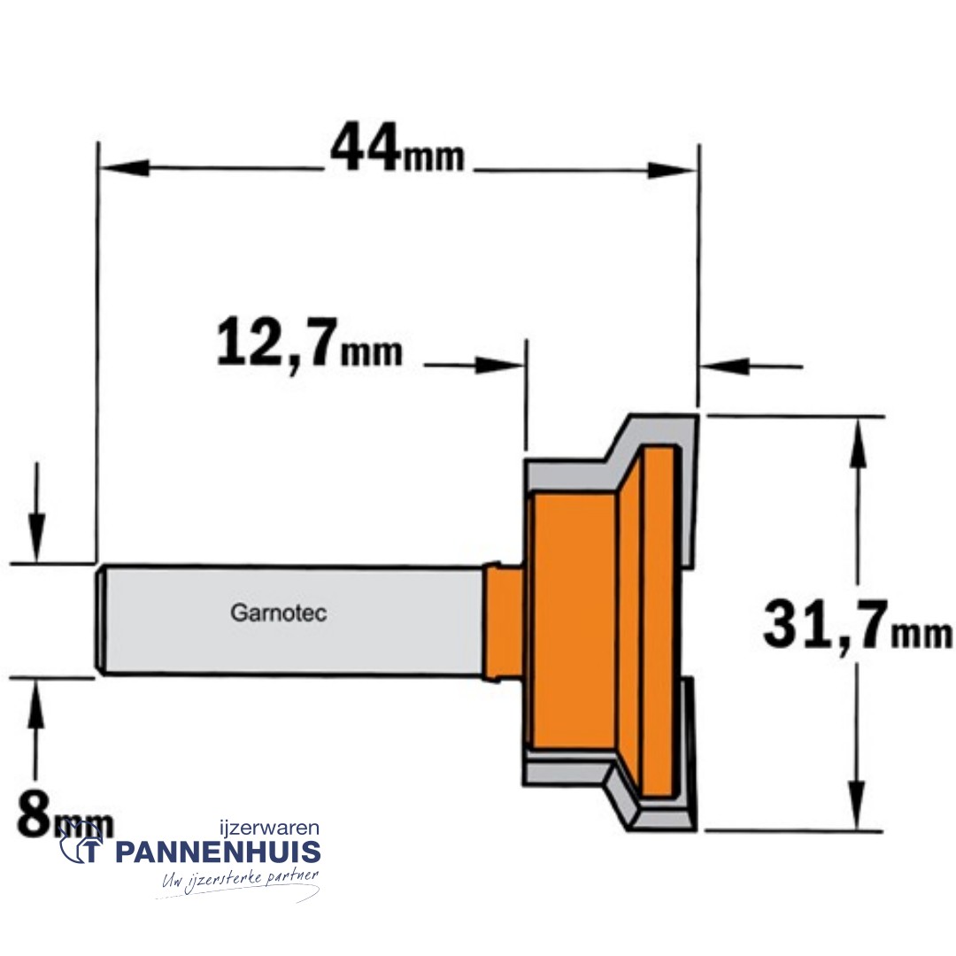 CMT Ladenfrees, HW D=31,7 x 12,7mm L=44 S=8 Z2 - Afbeelding 2