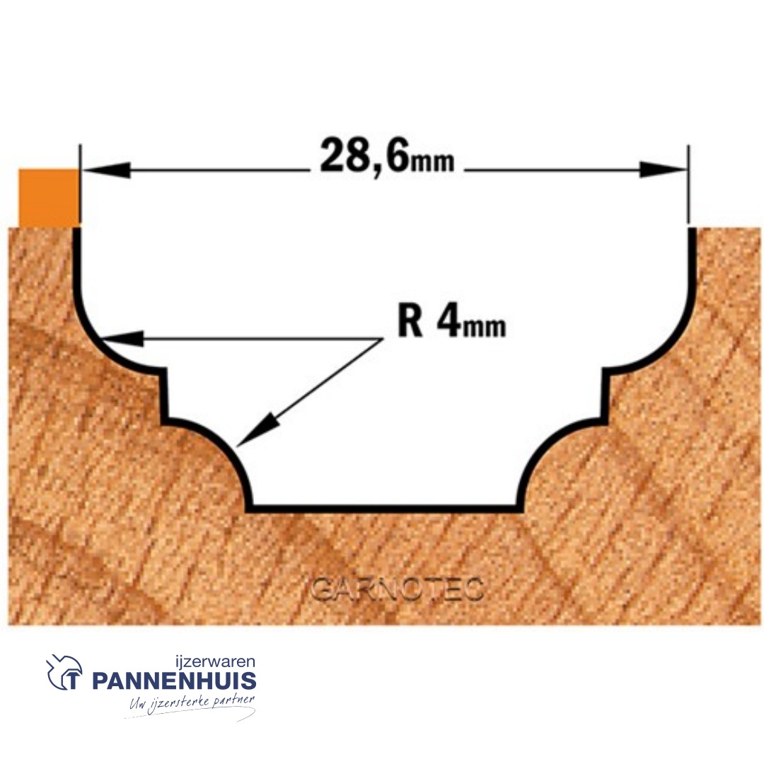 CMT Klassieke profielfrees met kogellager, HW D=28,6 x 14,3mm R=4 L=59 S=8 Z2 - Afbeelding 3