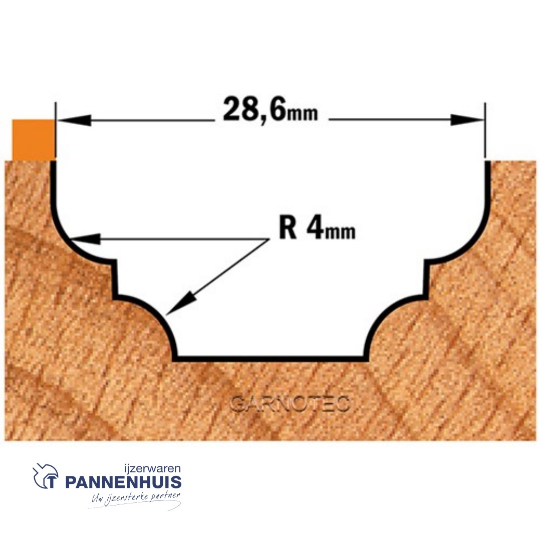 CMT Klassieke profielfrees met kogellager, HW D=28,6 x 13,3mm R=4 L=58 S=8 Z2 - Afbeelding 3