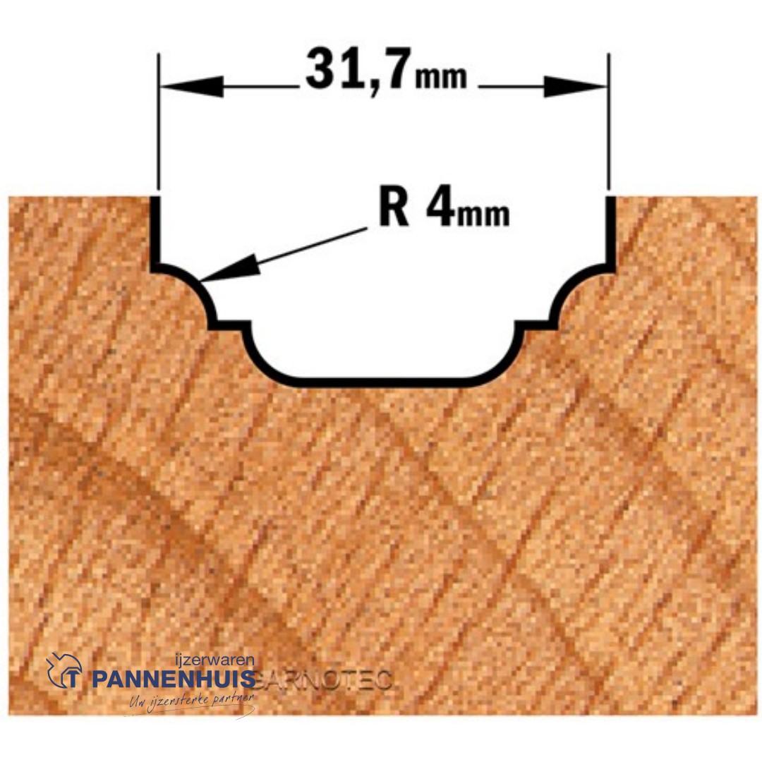 CMT Profielfrees, HW D=31,7 x 13mm R=4 L=58 S=8 Z2 - Afbeelding 3