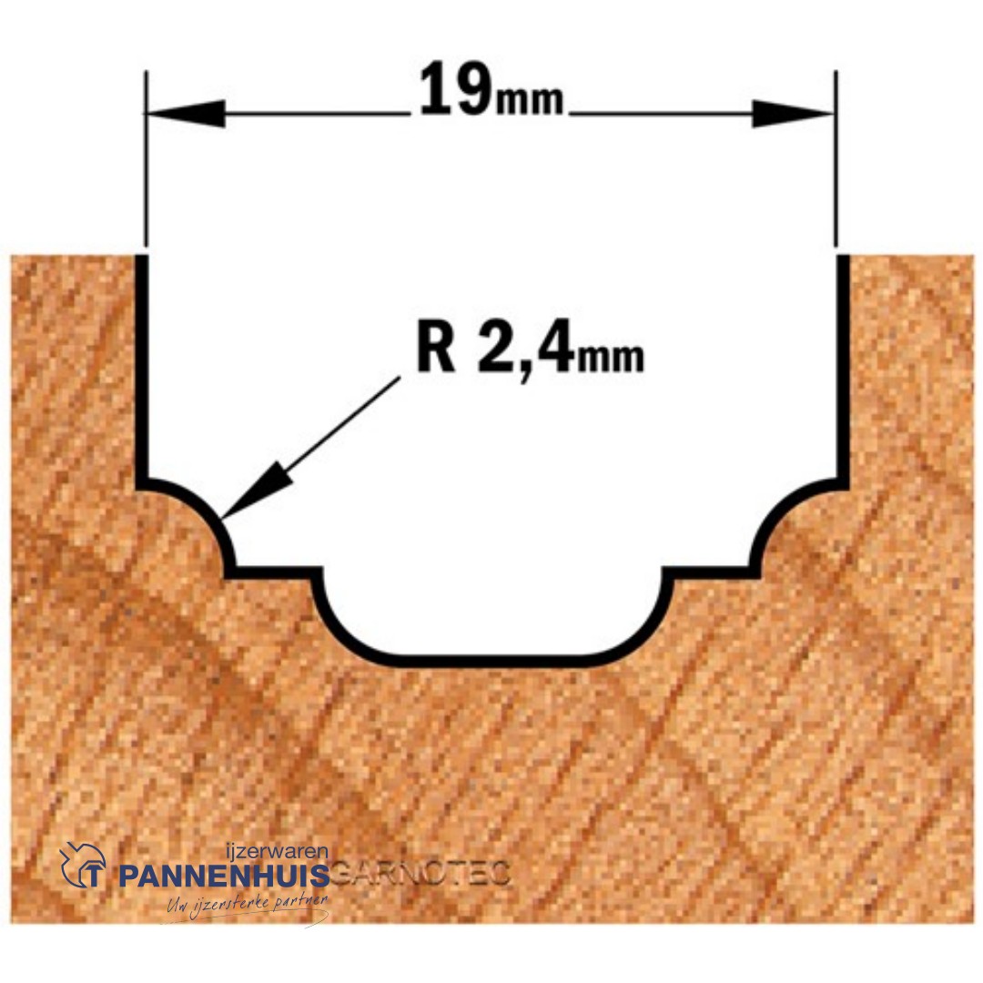 CMT Profielfrees, HW D=19 x 12mm R=2,4 L=53 S=8 Z2 - Afbeelding 3