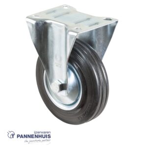 Bokwiel Ø 125mm 100kg vaste beugel rubber zwart