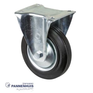 Bokwiel Ø 160mm 135kg vaste beugel rubber zwart