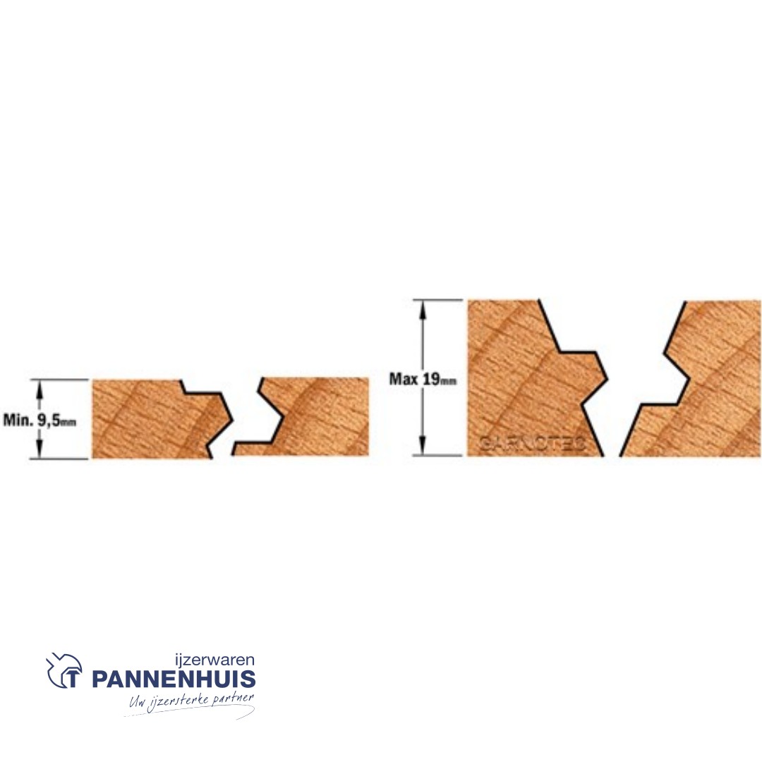 CMT Verstekfrees 22.5° met rechte hoek, HW D=37,3 x 22,2mm 22,5° L=60 S=8 Z2 - Afbeelding 3