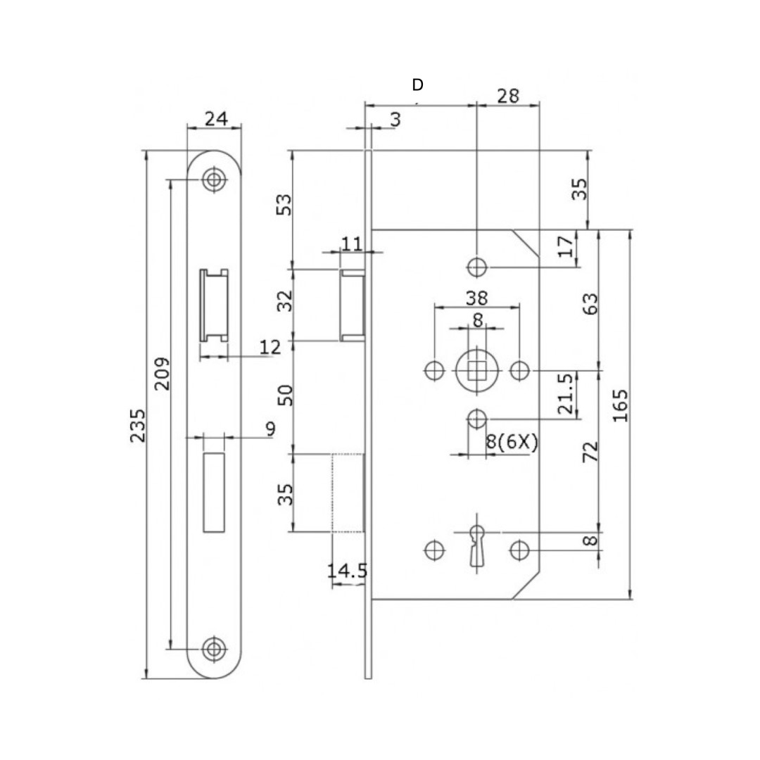 Litto binnendeurslot A13E127 60 mm as 72mm inox lL/R (Projectslot) - Afbeelding 2