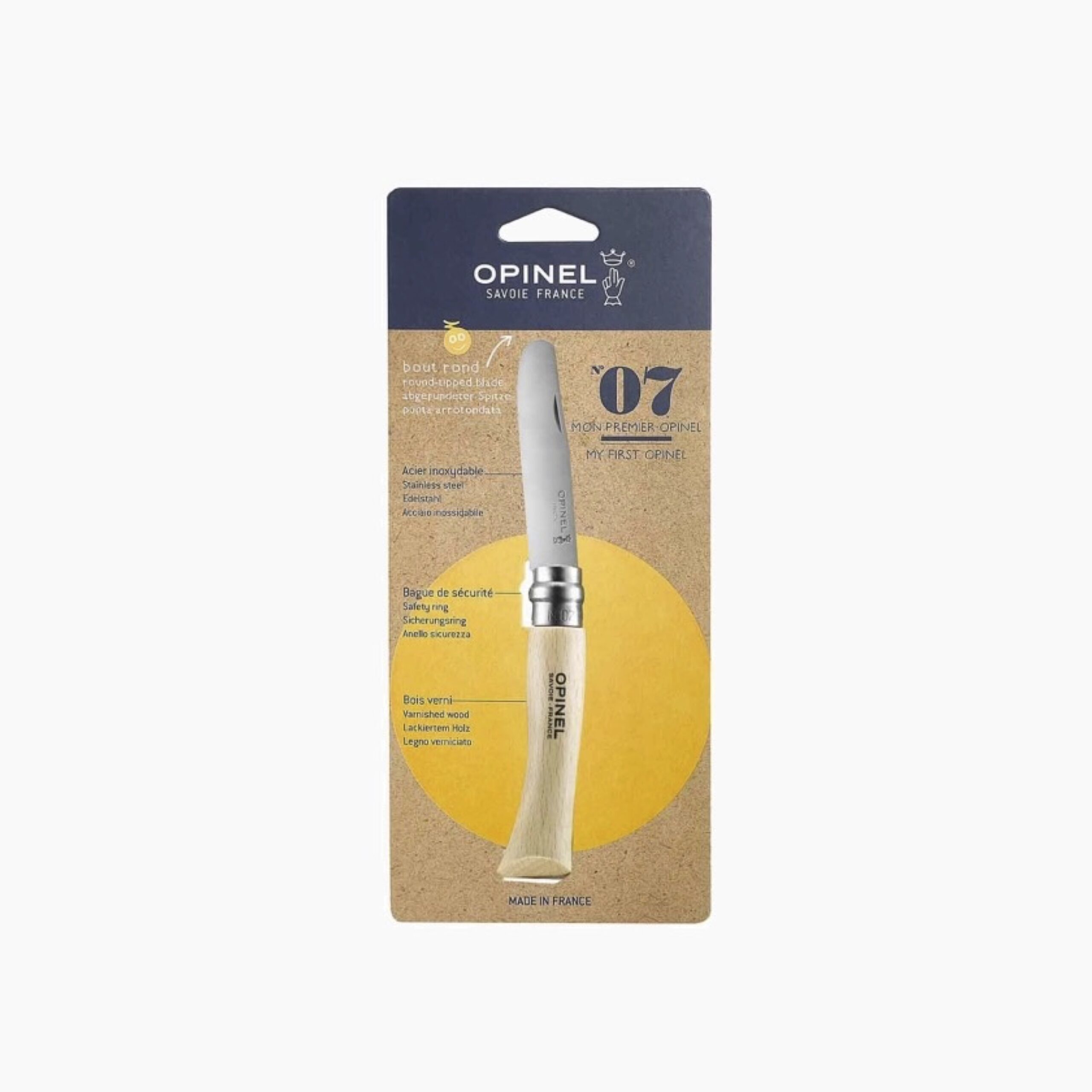 Opinel Zakmes N°07, Mon Premier Opinel, Inox, virobloc mes 8 cm - Afbeelding 2