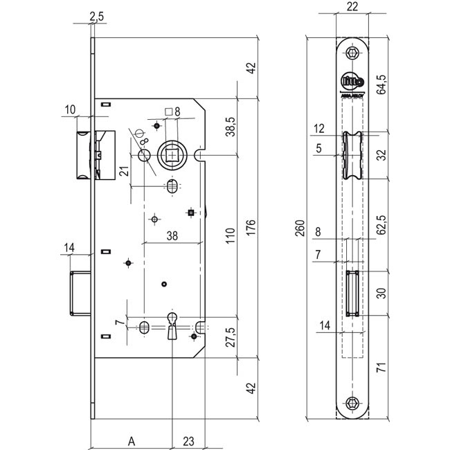 Litto slot A1353/21 - 60mm as 110mm gelakt afgerond (draaibaar) - Afbeelding 2