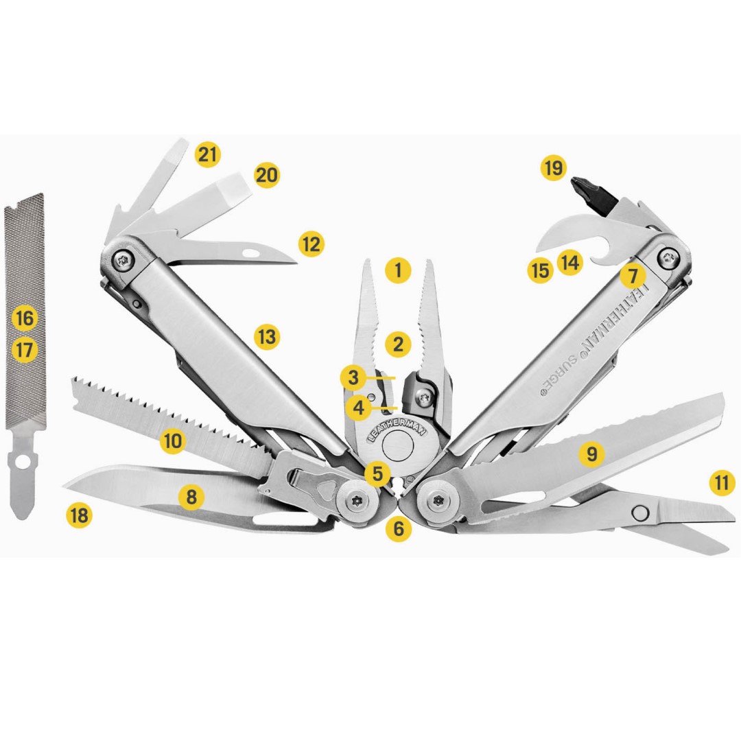 Leatherman Multitool SURGE 21f RVS nylon etui - Afbeelding 5