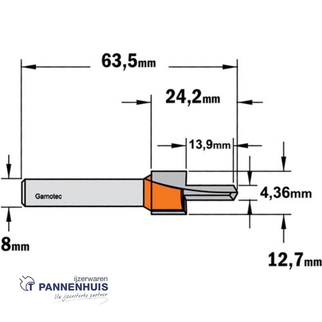 CMT Schroefverzinker HW D=12,7 x 24.2 L=63,5 S=8 Z2 - Afbeelding 2