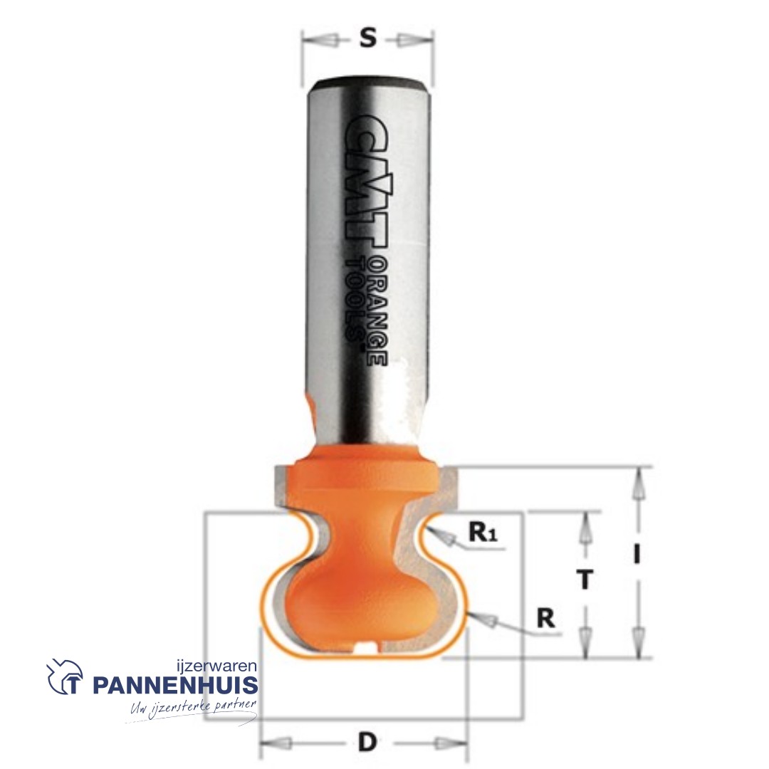 CMT Handgreepfrees, HW D=19,05 x 19,05mm R=4,76 L=57 S=8 Z2