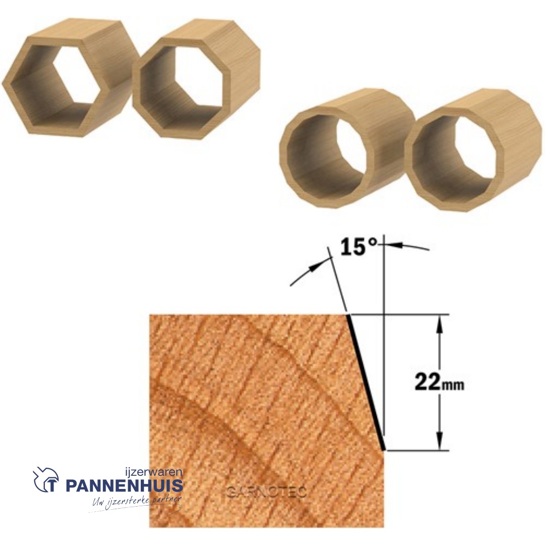 CMT Afkantfrees met geleidelager HW D=24,5 x 22mm 15° L=71,1 S=8 Z2 - Afbeelding 3