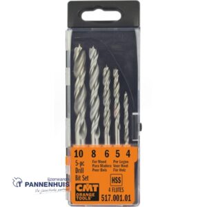 CMT 5-delige spiraalborenset (dubbele spiraal) D=4,5,6,8,10mm Z2 HSS
