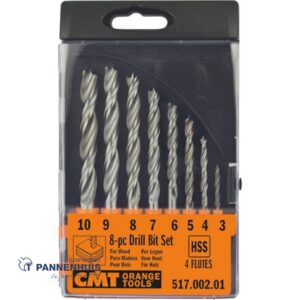 CMT 8-delige spiraalborenset (dubbele spiraal) D=3 4 5 6 7 8 9 10mm Z2 RH (rechtsdraaiend) HSS