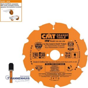 CMT Cirkelzaag extreem HW 190x30x2,2 Z12 Sidings, Cementvezel, Gipsplaat