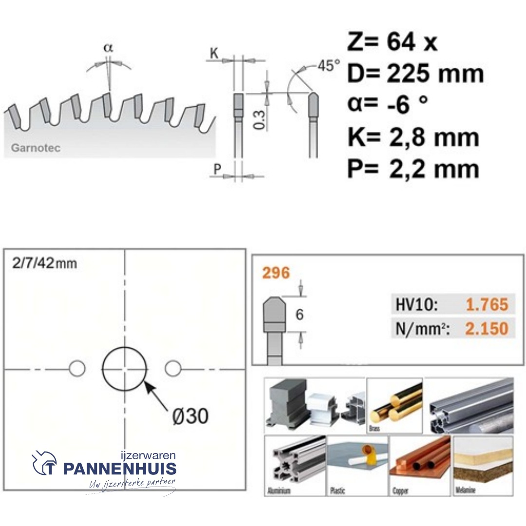 CMT Cirkelzaag HW 225x30x2,8 Z64 Aluminium, Composiet - Afbeelding 2