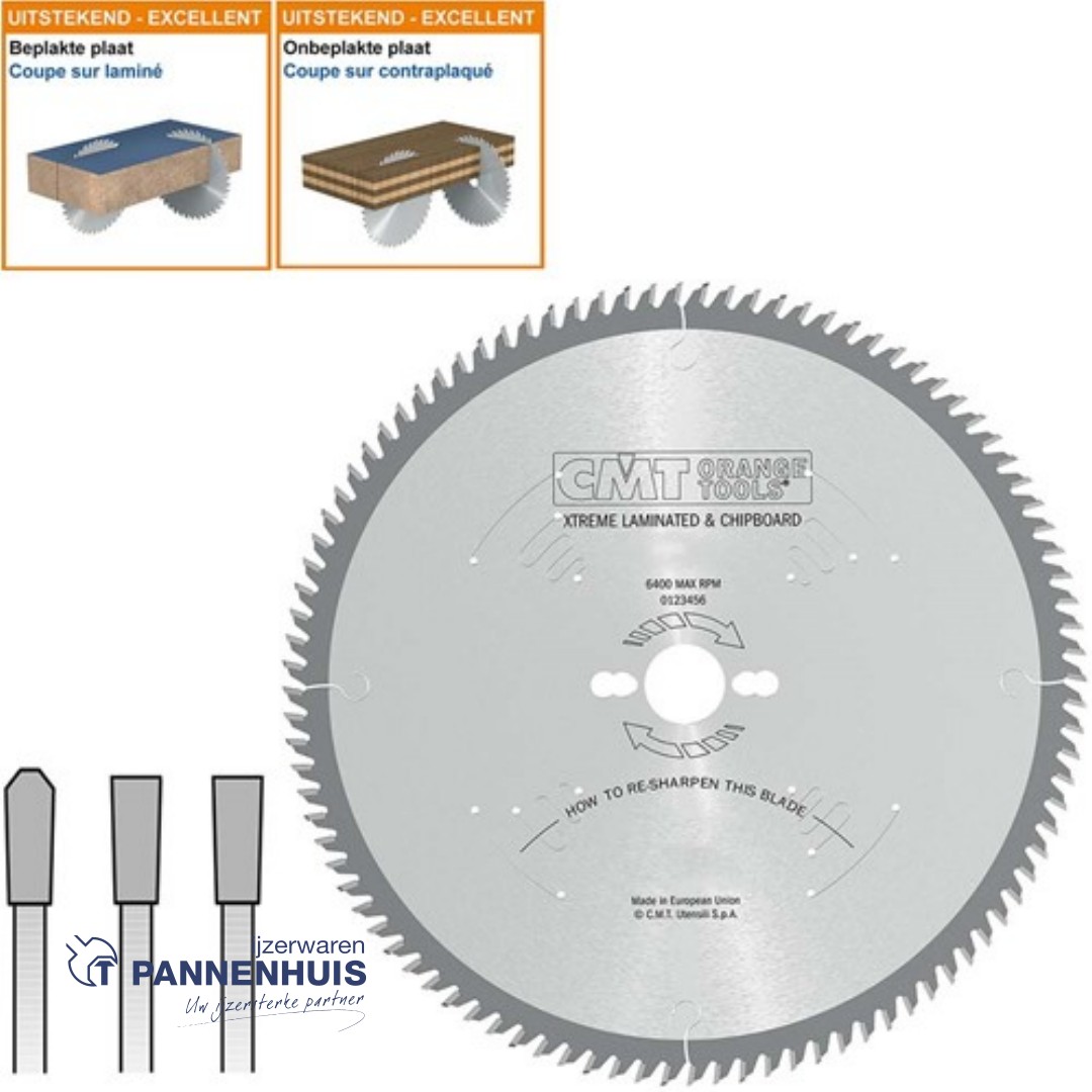 CMT Platencirkelzaag HW 250x30x3,2 Z78 Plaatmateriaal tweezijdig afgewerkt