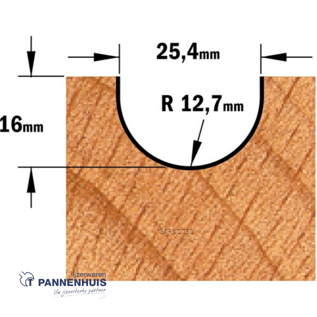 CMT Bolle radiusfrees HW D=25,4 x 16mm R=12,7 L=73 S=8 Z2 - Afbeelding 3