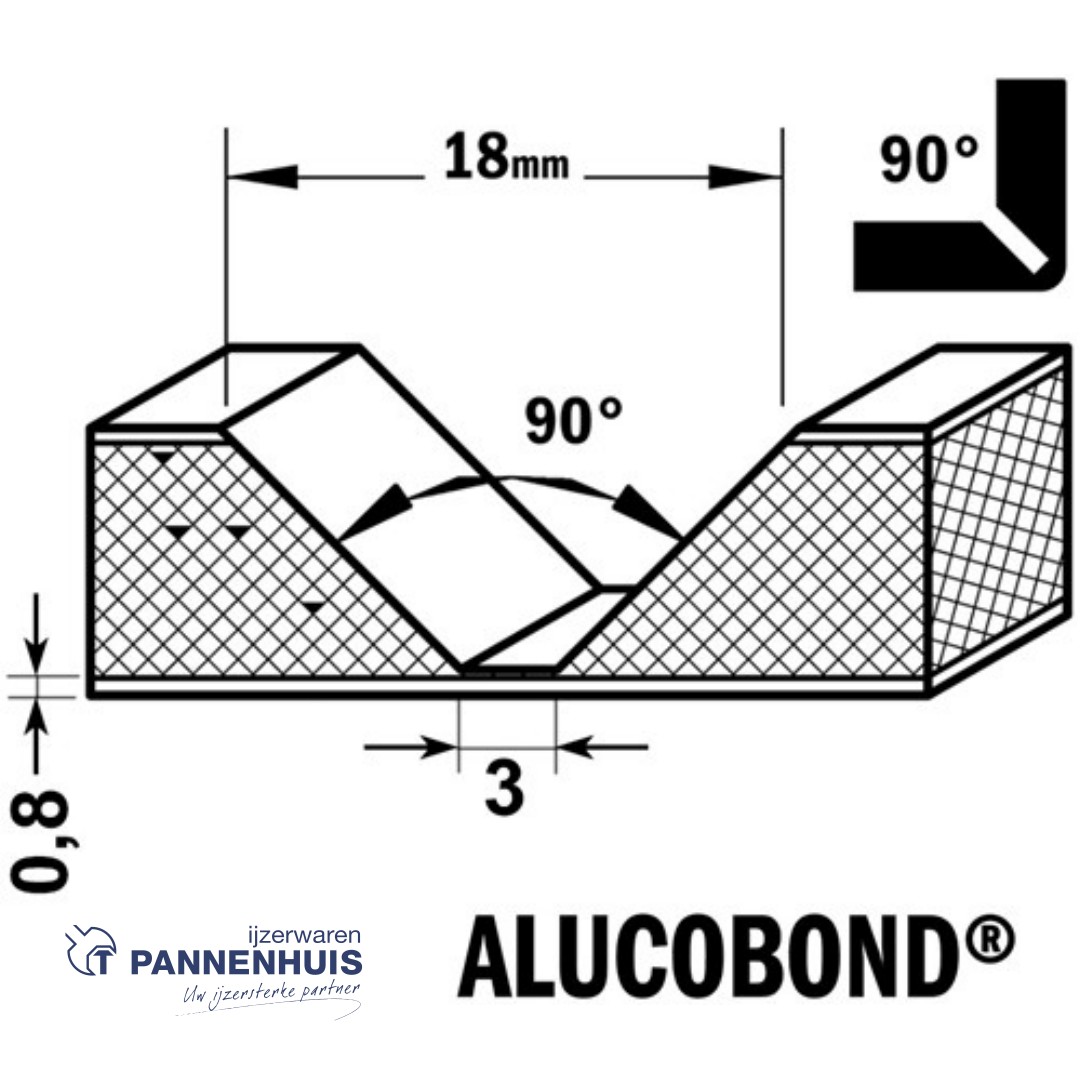 CMT V-groef frees 90° voor alucobond HW D=23,5 I=11 90° L=60 S=8 Z2 - Afbeelding 3