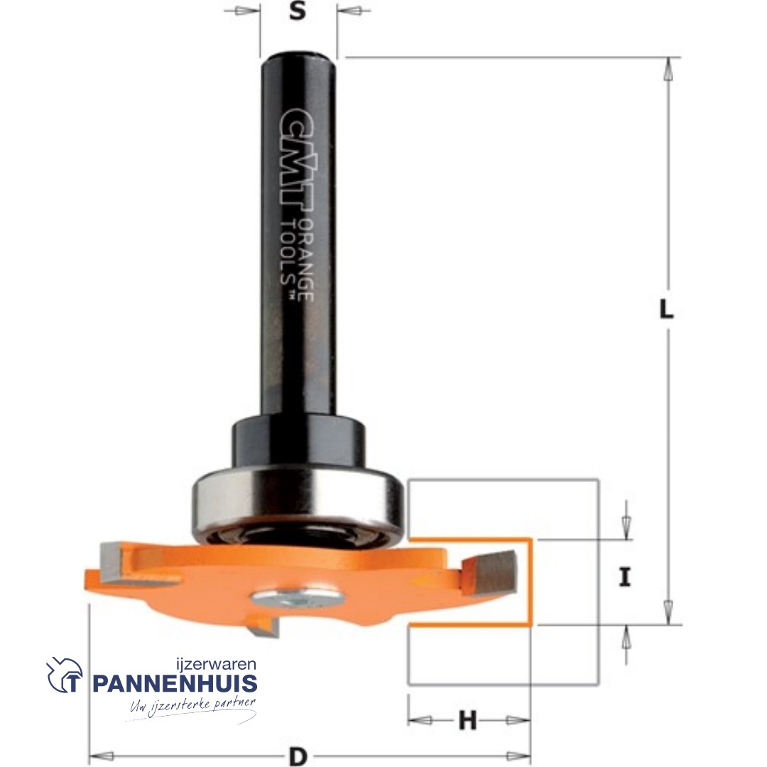 CMT Schijffrees met freesdrager + kogellager zonder sluitmoer, HW D=47,6 x 3mm L=57,5 S=8 Z3