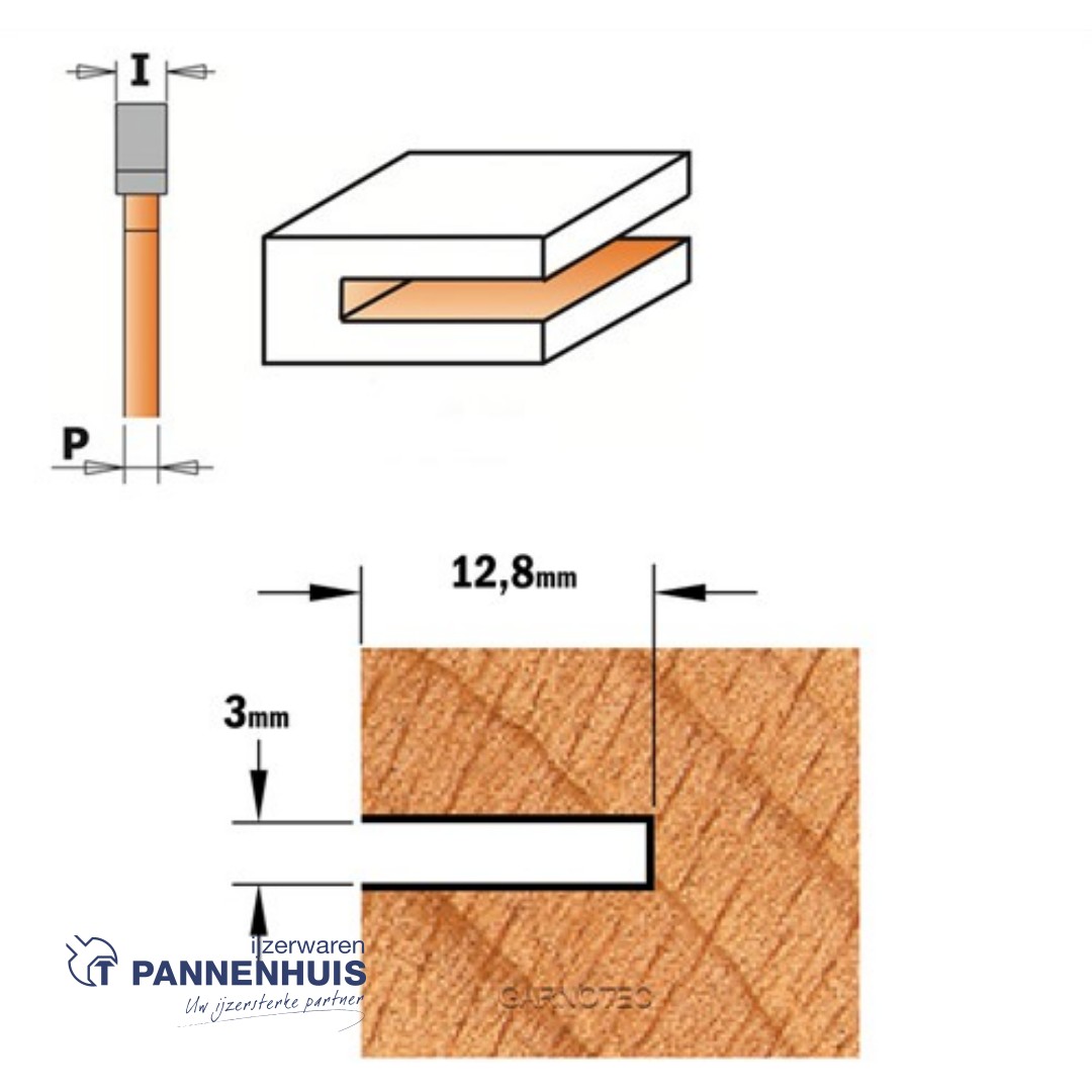 CMT Schijffrees met freesdrager + kogellager zonder sluitmoer, HW D=47,6 x 3mm L=57,5 S=8 Z3 - Afbeelding 3